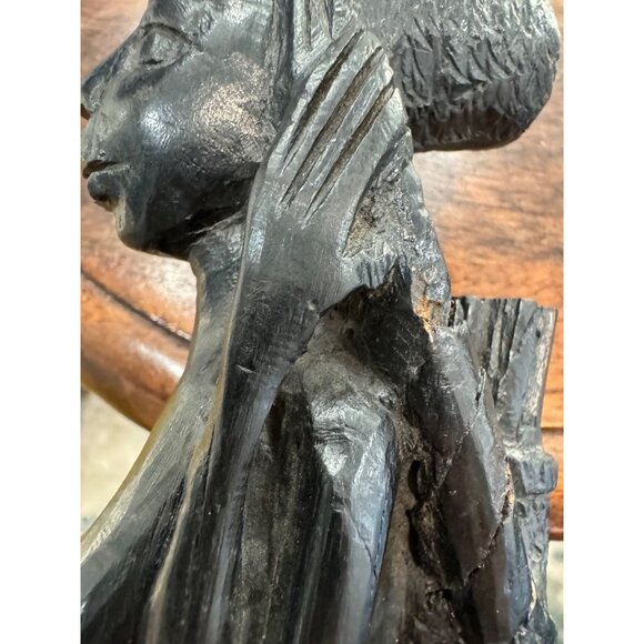 Hand-Carved Ebony Wood African Tribal Figurine fertility carrying full basket - Picture 8 of 9